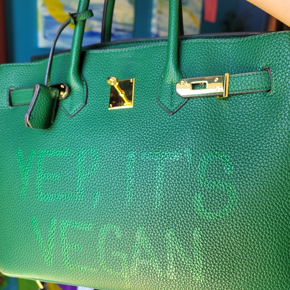 Sonique Saturday House "Yep, It's Vegan" Birkin Bag Purse 35 cm